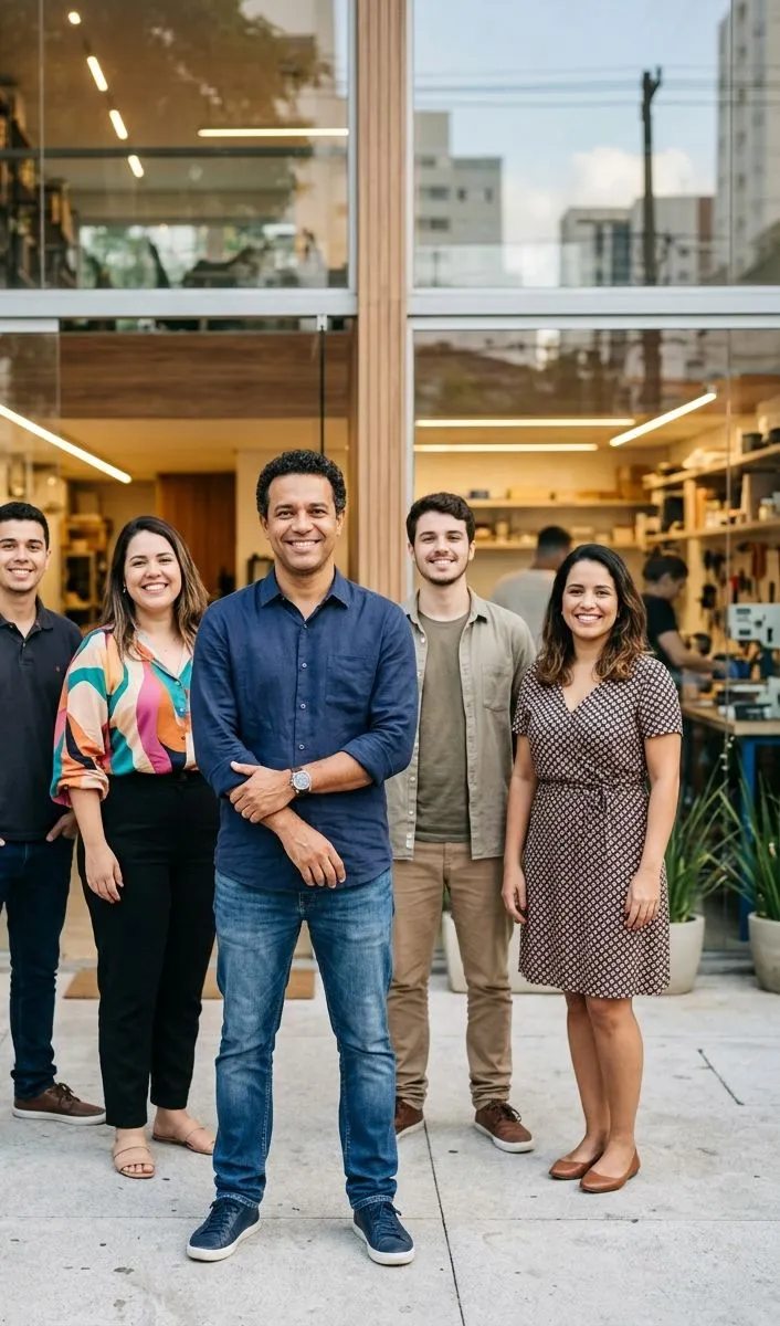Empreendedor com sua equipe